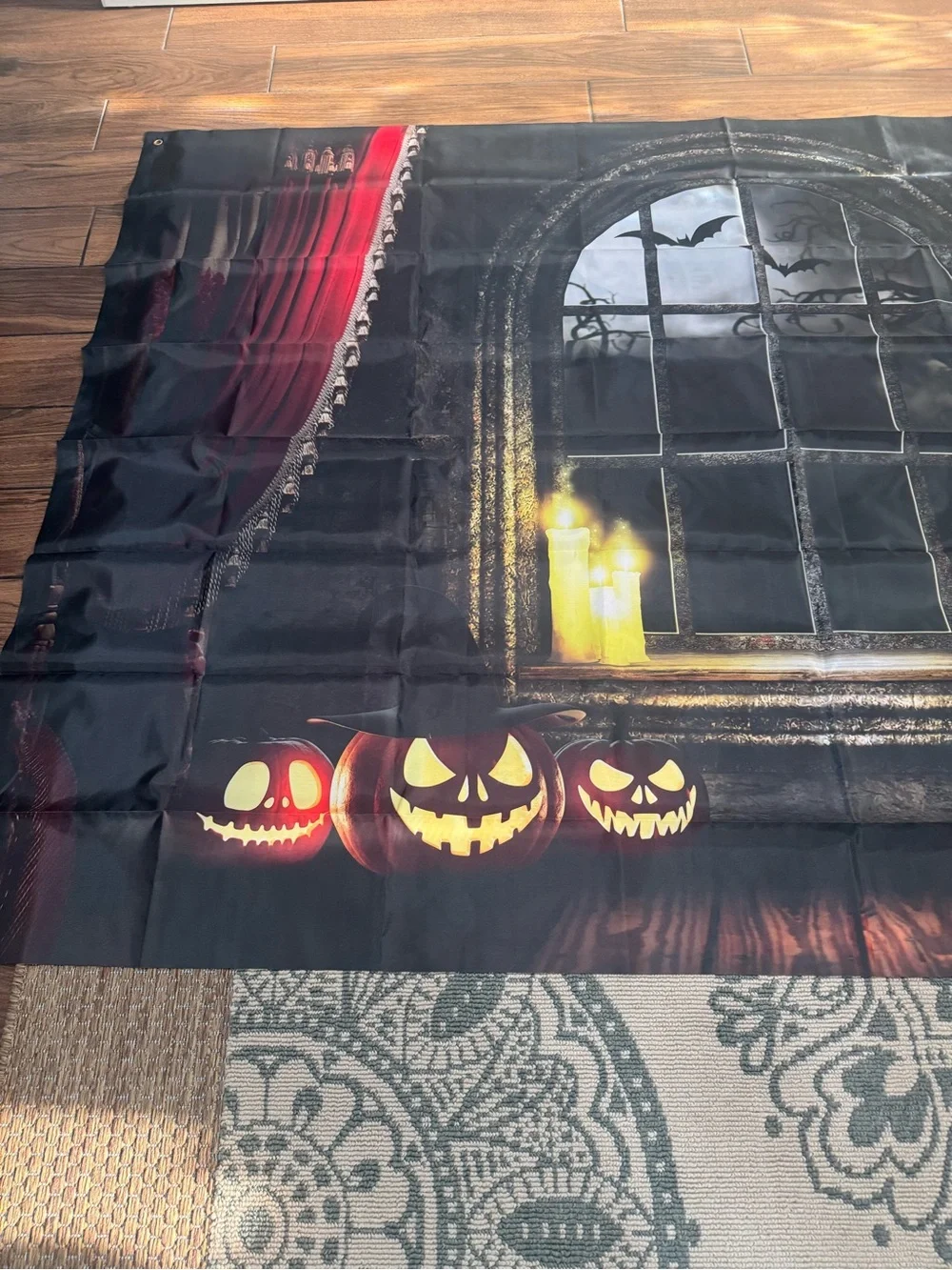 Halloween Jack-O'-Lantern Window Scene backdrop banner 7x5F